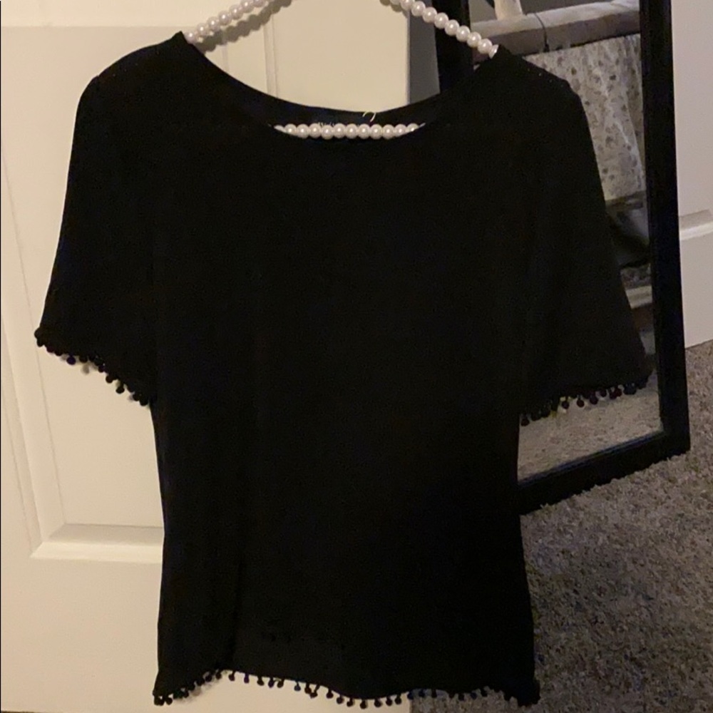 Black Tee with Ball Trim